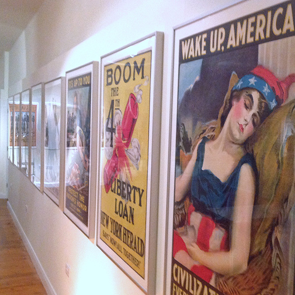 new gallery at the museum with WW1 American propaganda posters on display