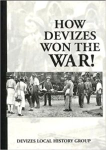 Cover of 'How Devizes Won the War' with photo of group of civilians on a first aid exercise with a stretcher